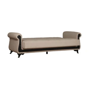 Kilim SM Breda Fabric Storage Sleeper Sofa with Wood Trim, Beige