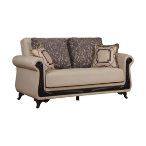Kilim SM Breda Fabric Storage Sleeper Loveseat with Wood Trim
