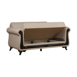 Kilim SM Breda Fabric Storage Sleeper Loveseat with Wood Trim