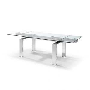 Whiteline Modern Living Cuatro Rectangular Extendable Dining Table, Clear