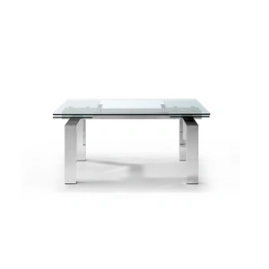 Whiteline Modern Living Cuatro Rectangular Extendable Dining Table, Clear