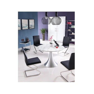 Whiteline Modern Living Flow Round Artificial Marble Dining Table, White