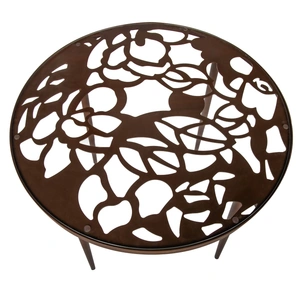 LeisureMod Devon Tree Design Indoor/Outdoor Bistro Dining Table, Brown
