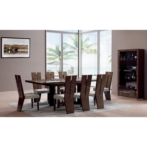 Pantek Furniture DT 60 Dining Set w/Extendable Table, High Gloss Walnut