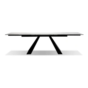 Mobital Bridge Extendable Dining Table, White Carrera Ceramic/Black Powder Coated