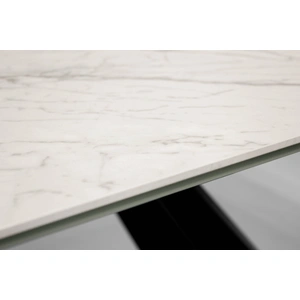 Mobital Bridge Extendable Dining Table, White Carrera Ceramic/Black Powder Coated