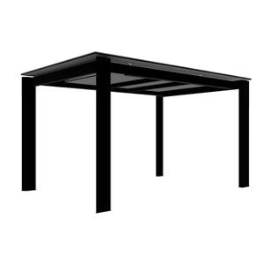 Calligaris Duca W51.3-inch-74.9-inch Rectangular Ceramic/Metal Extendable Dining Table, Cement/Matt Black