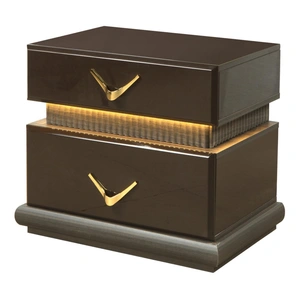 Galaxy Home Furnishings Dunhill 2-Drawer Wood Veneer Nightstand with LED Lighting, Brown