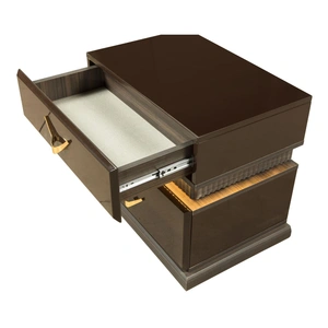 Galaxy Home Furnishings Dunhill 2-Drawer Wood Veneer Nightstand with LED Lighting, Brown