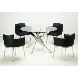 Chintaly Imports Dusty Round Glass Dining Table, Clear