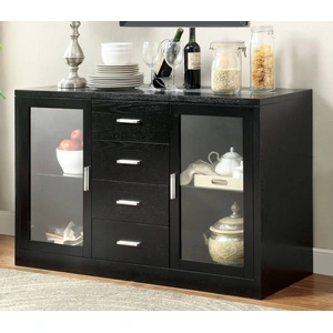 Furniture of America Luminar I Wood/Glass LED Dining Set, Black