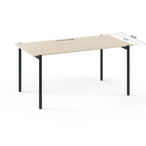 NARBUTAS Zedo Single Rectangular Office Desk w/Grommet, Depth 34.8-inch