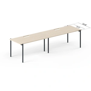NARBUTAS Zedo Single Row Office 2 Desk Bench w/2 Grommets, Depth 34.8-inch