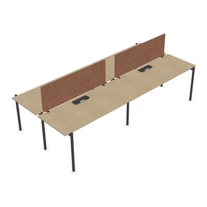NARBUTAS Zedo Rectangular Office 4 Desk Bench w/4 Grommets, Depth 60.2-inch