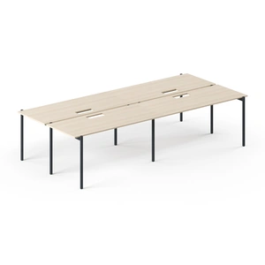 NARBUTAS Zedo Rectangular Office 4 Desk Bench w/4 Grommets, Depth 60.2-inch