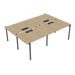 NARBUTAS Zedo Rectangular Office 4 Desk Bench w/4 Grommets, Depth 68.1-inch