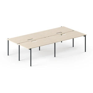 NARBUTAS Zedo Rectangular Office 4 Desk Bench w/4 Grommets, Depth 68.1-inch