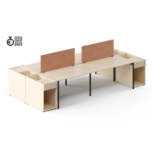 NARBUTAS Zedo 4-Desk Bench Office Workstation w/4 Pedestals & 2 Screens