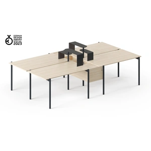 NARBUTAS Zedo 4 Desk Office Workstation w/2 Hanging Pedestald & 2 Curved Shelves