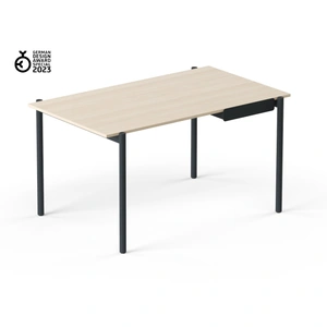 NARBUTAS Zedo Single Office Desk for 1 Person w/Felt-Lined Metal Drawer