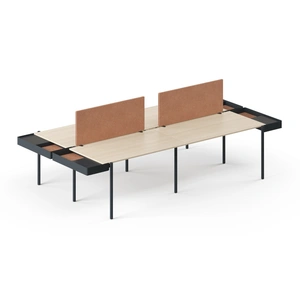 NARBUTAS Zedo 4-Desk Bench Office Workstation w/4 Side Drawers & 2 Screens