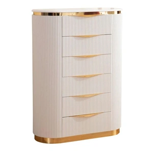Galaxy Home Furnishings Laura 6-Drawer Wood Veneer Chest in White/Gold