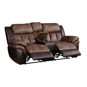 ACME Jaylen Polished Microfiber Reclining Loveseat, Toffee/Espresso