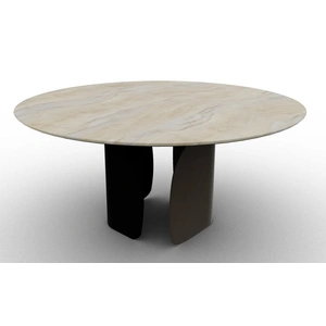 Calligaris Twins W62.9-inch Ceramic/Metal Customizable Round Dining Table
