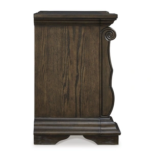 Ashley Furniture Ashley SM Maylee 2-Drawer Wood Veneer Nightstand with Power Supply & USB, Dark Brown