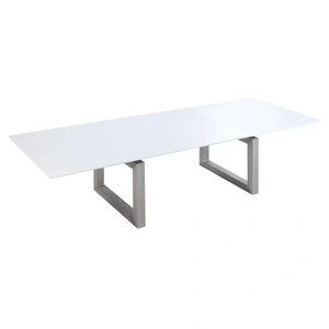 Chintaly Imports Ebony Contemporary Large Extendable Dining Table, Gloss White