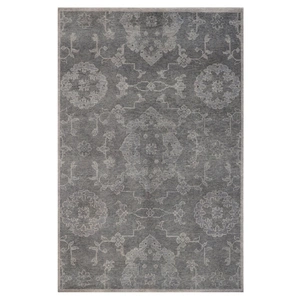 Chandra Eden Wool/Cotton Rectangular Hand-knotted Rug, Grey