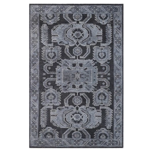 Chandra Eden Wool/Cotton Rectangular Hand-knotted Rug, Grey/Black, Composition 1