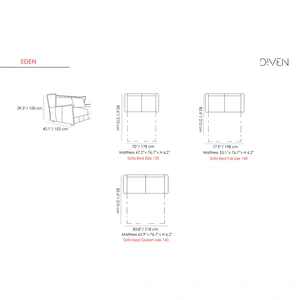 Diven Living Eden Leather Convertible Sofabed Customizable