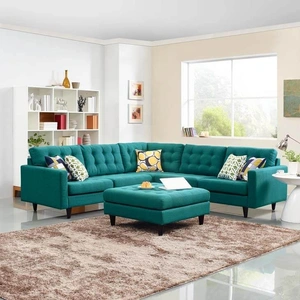 Modway Furniture Empress 3-Pc Fabric Sectional Sofa Set, Teal