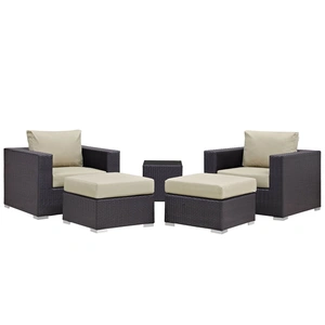 Modway Furniture Convene 5-Pc Outdoor Patio Synthetic Rattan Sectional Set