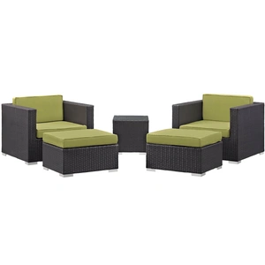Modway Furniture Convene 5-Pc Outdoor Patio Synthetic Rattan Sectional Set