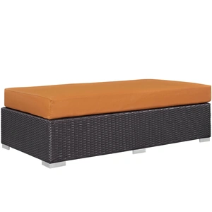 Modway Furniture Convene Outdoor Patio Rectangle Fabric/Synthetic Rattan Weave Ottoman