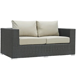 Modway Furniture Sojourn Sunbrella/Synthetic Rattan Weave Outdoor Patio Loveseat