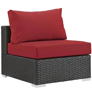 Modway Furniture Sojourn Fabric Sunbrella/Synthetic Rattan Weave Outdoor Patio Armless Chair