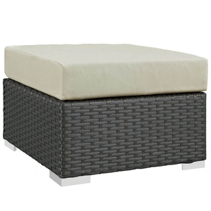 Modway Furniture Sojourn Sunbrella/Synthetic Rattan Weave Outdoor Patio Ottoman