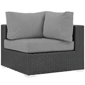 Modway Furniture Sojourn Outdoor Patio Sunbrella/Synthetic Rattan Weave Corner Chair