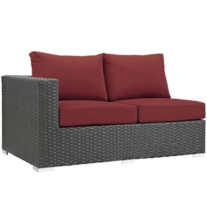 Modway Furniture Sojourn Sunbrella/Synthetic Rattan Weave Outdoor Patio Left Arm Loveseat