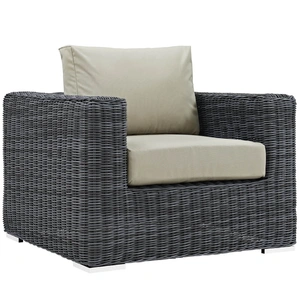 Modway Furniture Summon Outdoor Patio Fabric Sunbrella/Synthetic Rattan Weave Armchair
