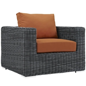 Modway Furniture Summon Outdoor Patio Fabric Sunbrella/Synthetic Rattan Weave Armchair