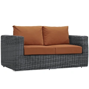 Modway Furniture Summon Sunbrella/Synthetic Rattan Weave Outdoor Patio Loveseat
