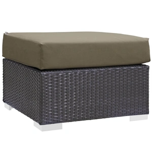 Modway Furniture Convene Outdoor Patio Square Fabric/Synthetic Rattan Weave Ottoman