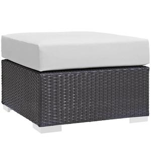 Modway Furniture Convene Outdoor Patio Square Fabric/Synthetic Rattan Weave Ottoman