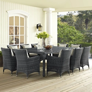 Modway Furniture Summon 90-inch Synthetic Rattan Weave Outdoor Patio Dining Table, Gray