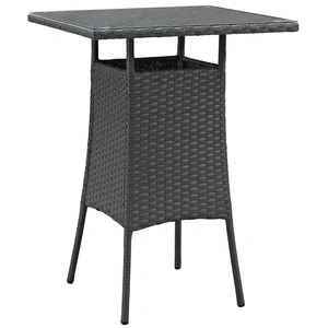 Modway Furniture Sojourn Small Synthetic Rattan Weave Outdoor Patio Bar Table, Chocolate