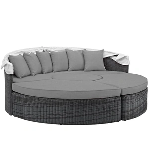Modway Furniture Summon Canopy Sunbrella/Synthetic Rattan Weave Outdoor Patio Daybed